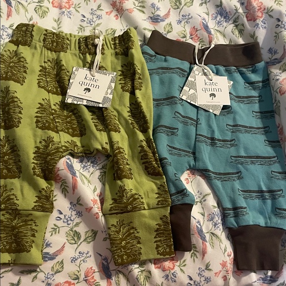 Kate Quinn Nature Print Baby Pants - Olive and Teal - Picture 1 of 1